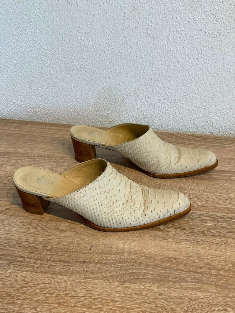 Fred de la Bretoniere vintage slangenleren mt37, ivoor/crème, Pumps, Fred de la Bretoniere, Fred de la Bretoniere, Beige