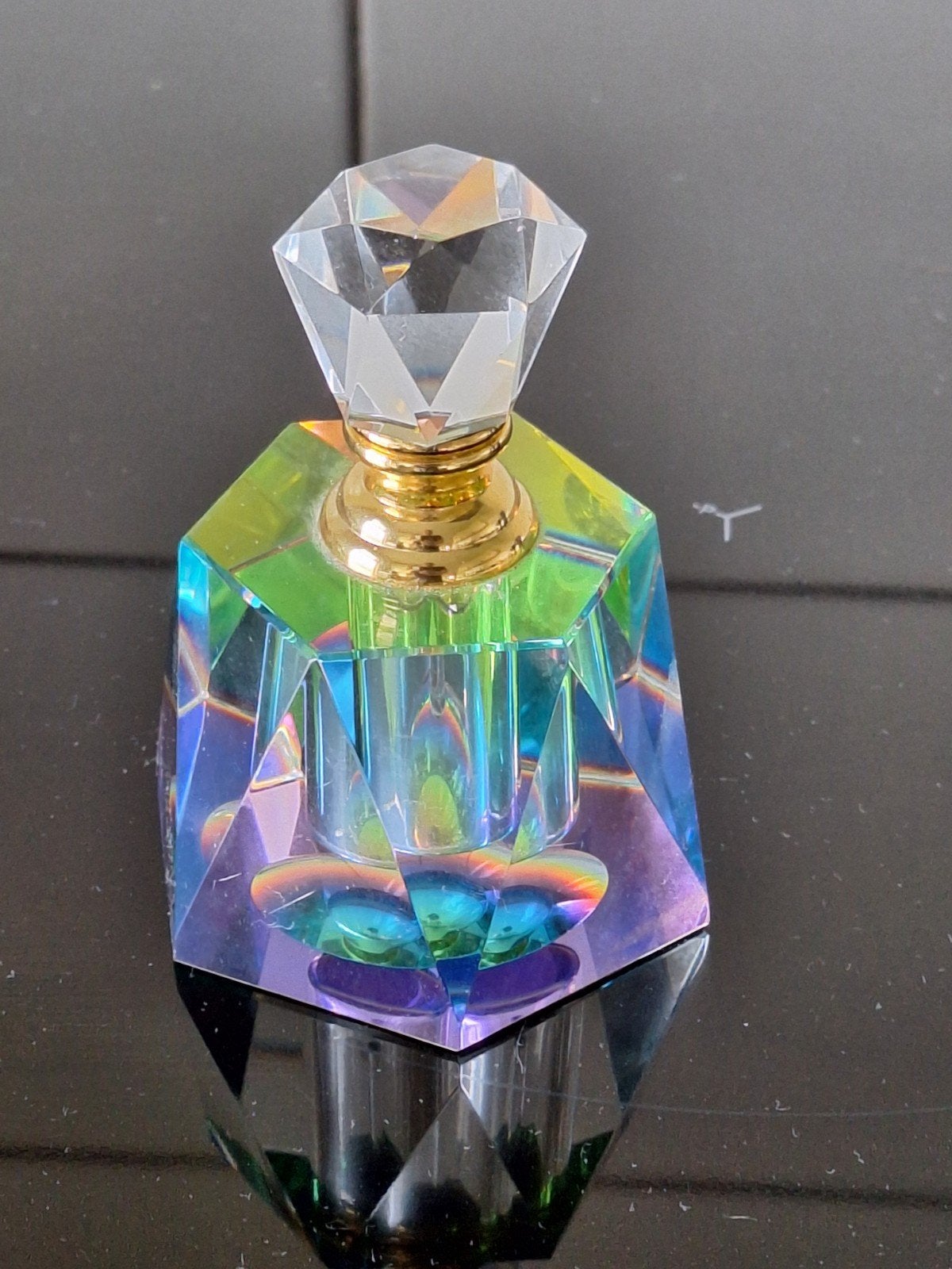 Prachtige kristallen parfumflesje met iriserende glans, Ophalen of Verzenden