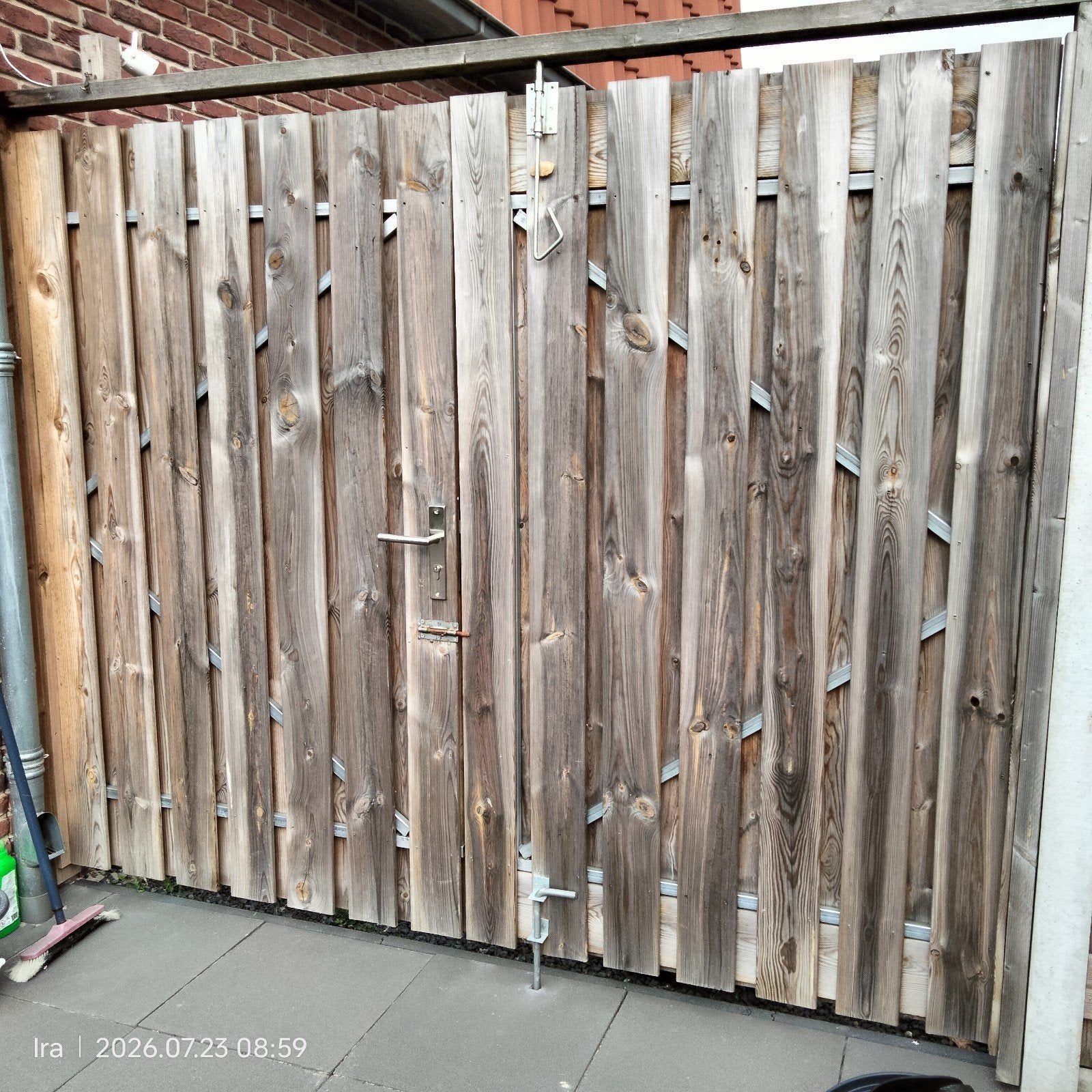 Houten tuinpoort met metalen frame, Ophalen, Met poort, Gebruikt, Tuinhek