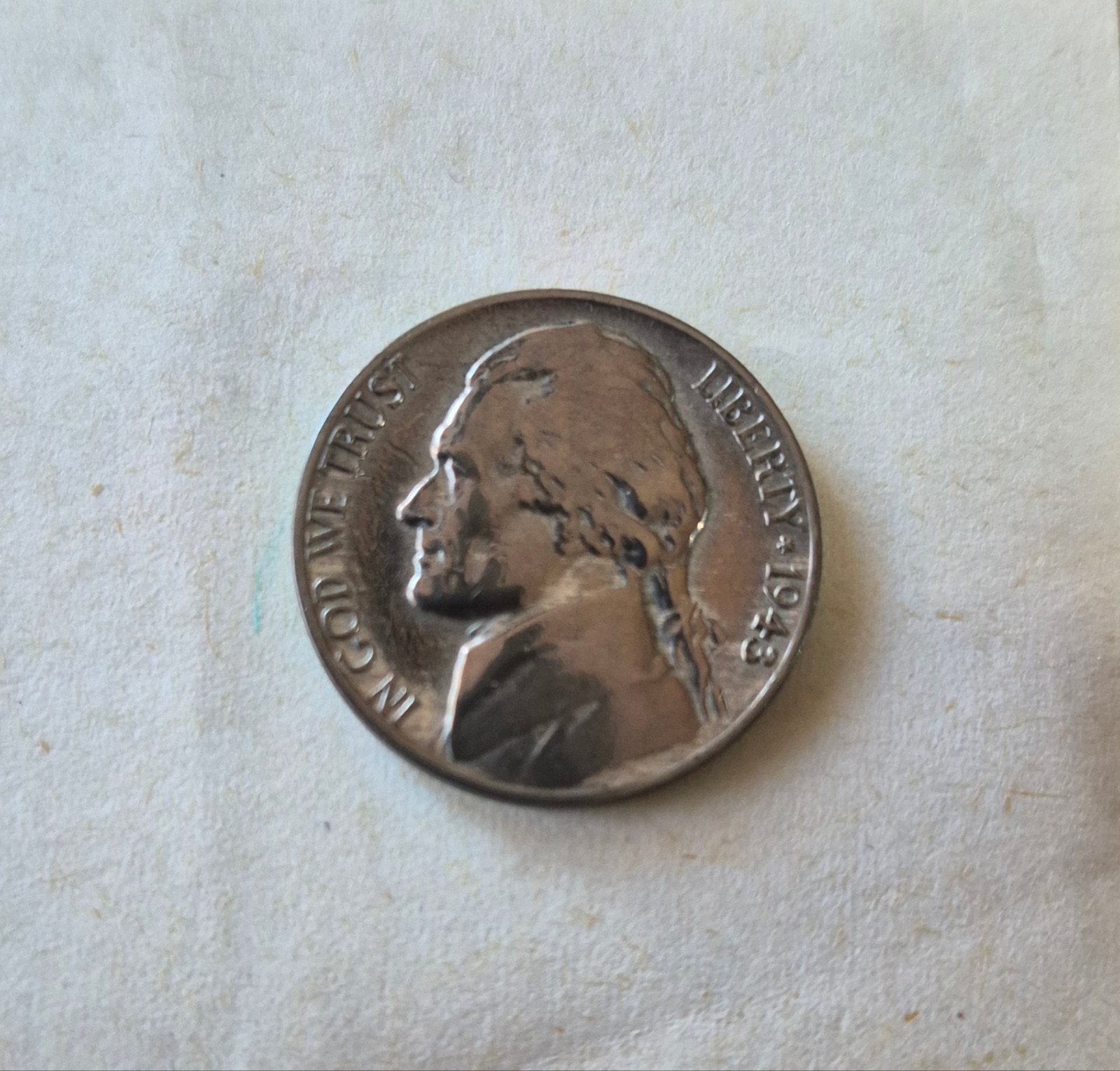 Amerikaanse Jefferson Nickel 1943 D Zilveren Munt, Postzegels en Munten, Ophalen of Verzenden, Noord-Amerika, Losse munt, Zilver