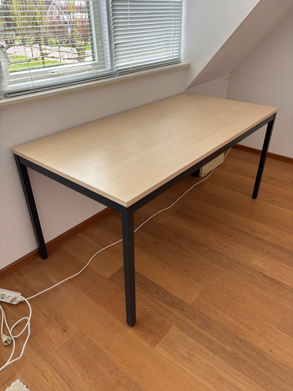 Moderne werktafel/eettafel 80x160 cm, licht blad, donker ond, Ophalen, Gebruikt, 50 tot 100 cm, Vier personen