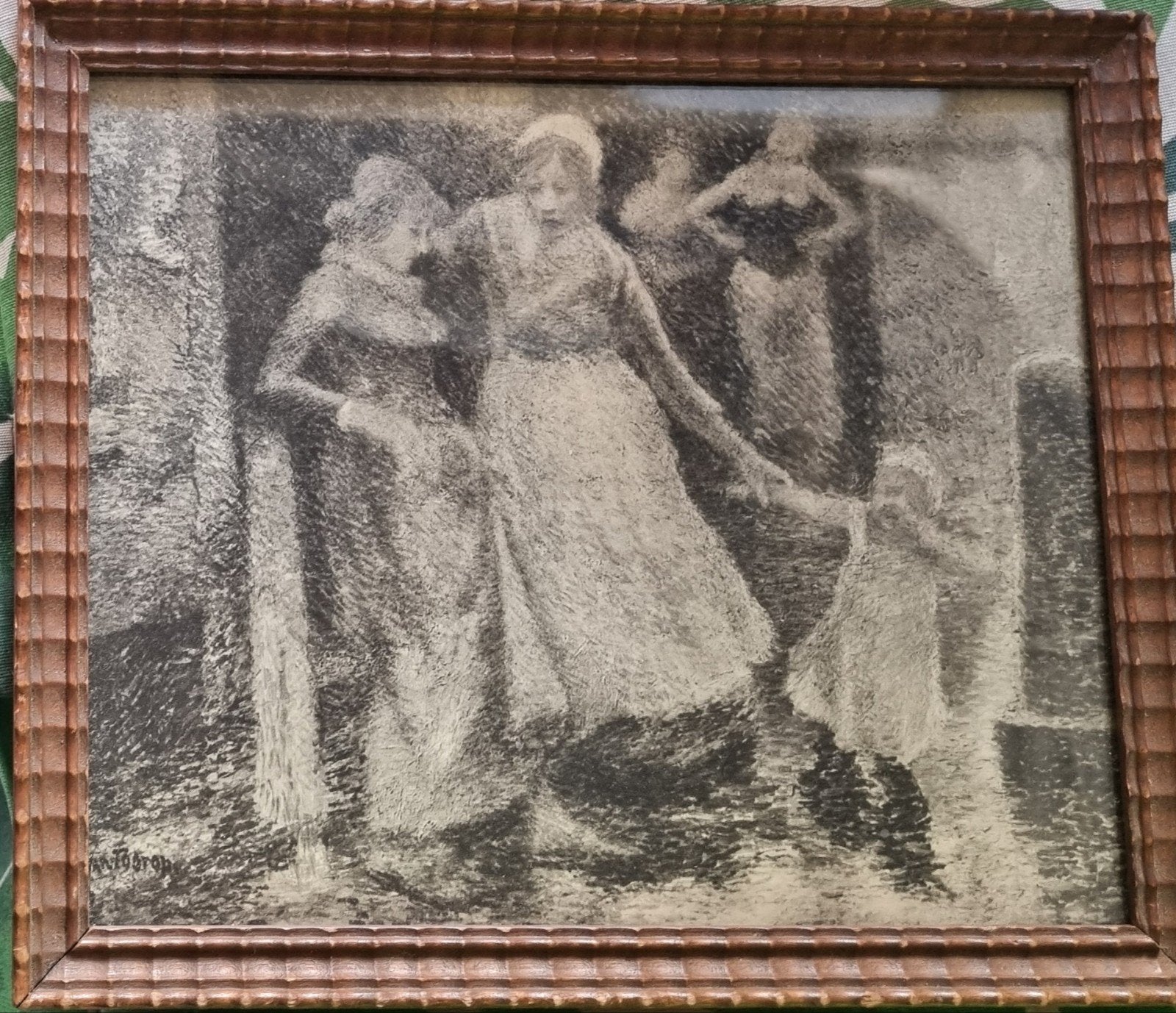 Antieke Tekening 'Vrouwen met Kind'  JAN TOOROP- Gesigneerd, Antiek en Kunst, Kunst | Tekeningen en Foto's, Ophalen of Verzenden