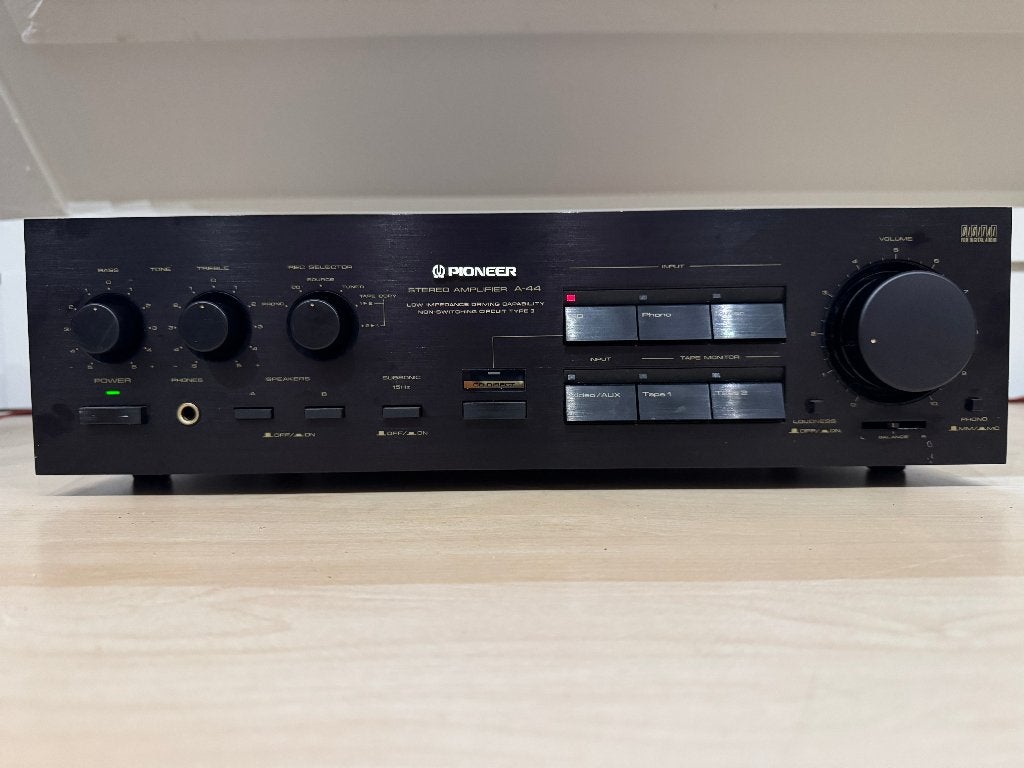 ✅ Pioneer A-44 Stereo Amplifier (Vintage), Gebruikt, Ophalen of Verzenden, Pioneer, 120 watt of meer