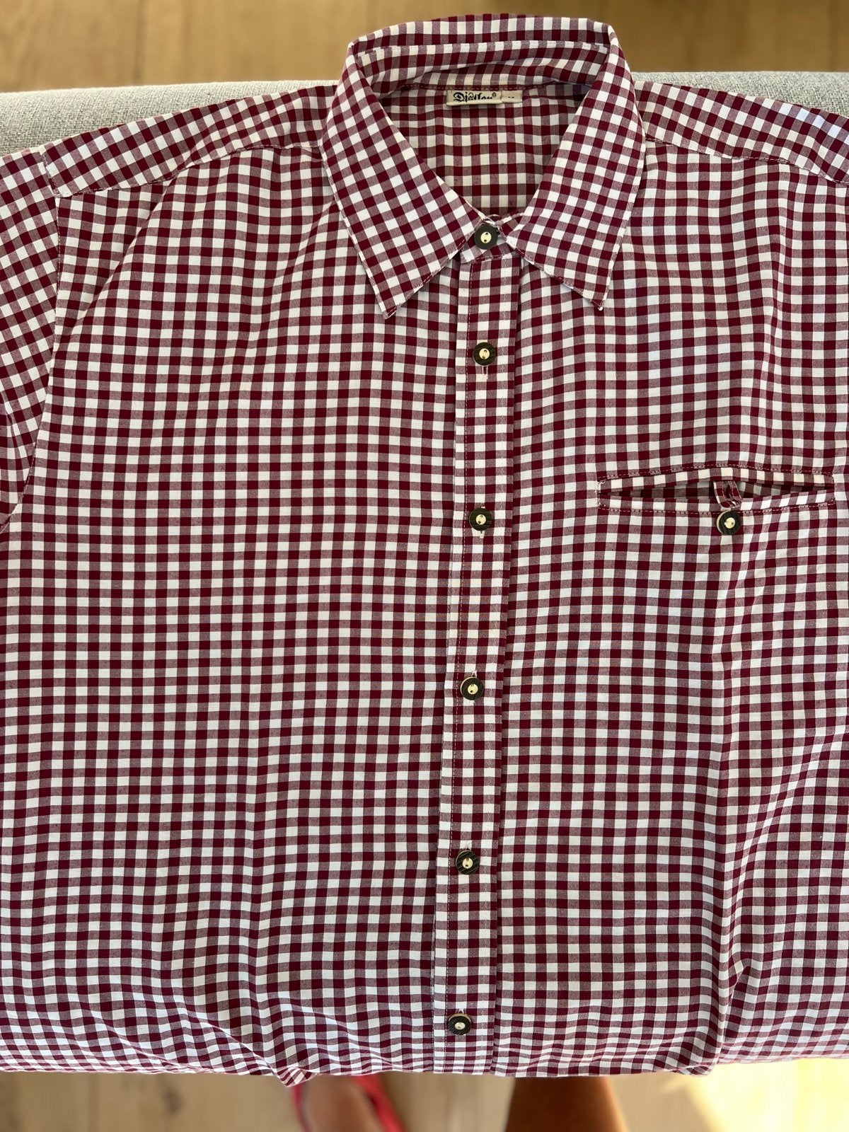 Oktoberfest Trachten overhemd - Geruit wijnrood/wit maat M, Kleding | Heren, Ophalen of Verzenden, Zo goed als nieuw