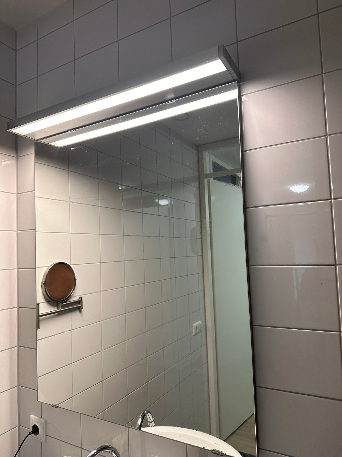 Badkamer Lettan spiegel met Godmorgon verlichting 80x95cm, Huis en Inrichting, Ophalen, Gebruikt, Overige typen, 50 tot 100 cm