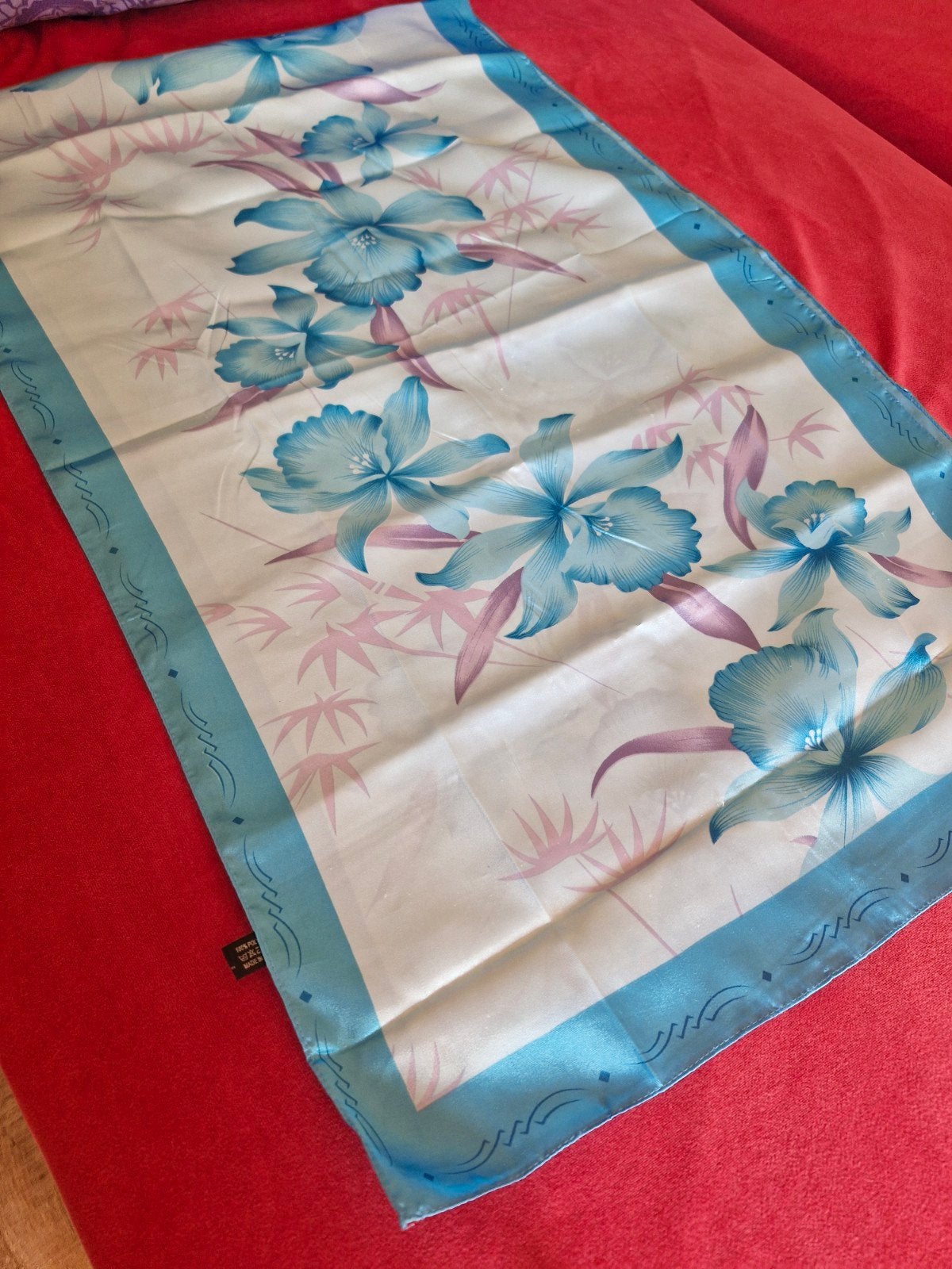 Elegante sjaal met blauwe orchideeën, Ophalen of Verzenden, Zo goed als nieuw, Sjaal