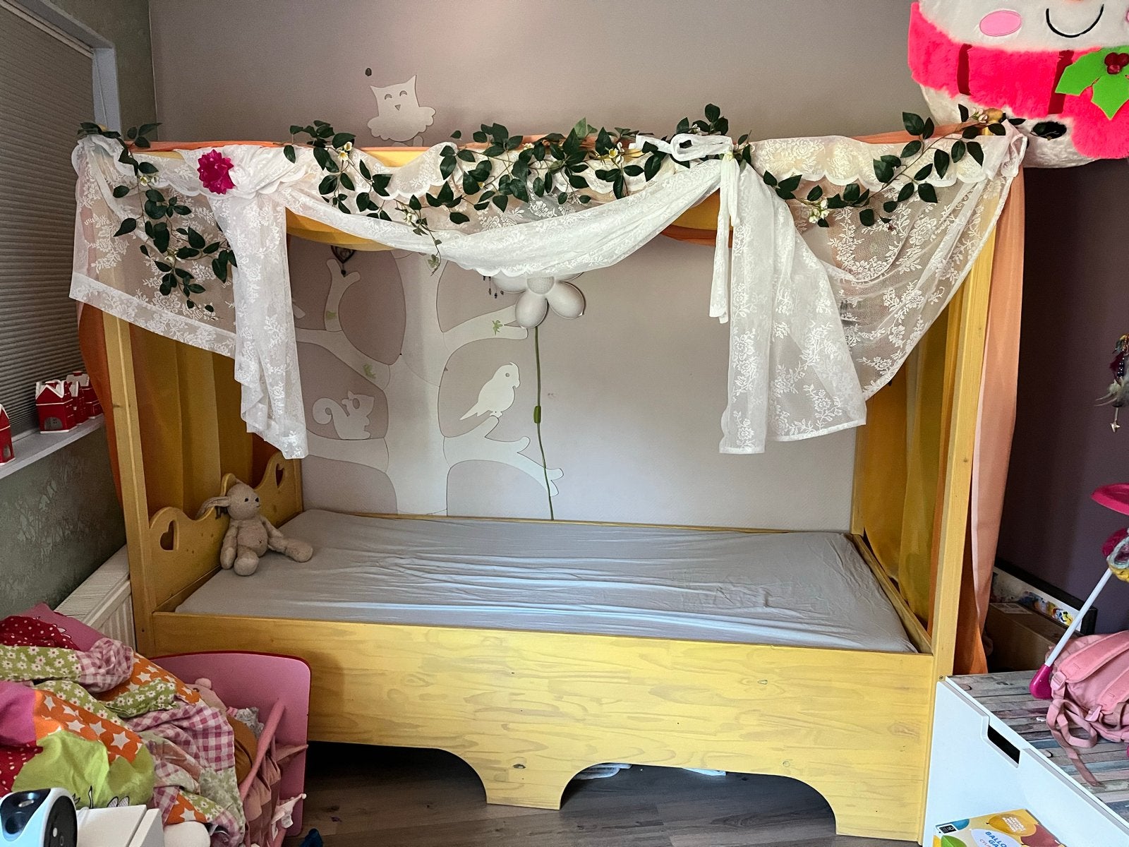 Uniek bed hemelbed 90x200, Ophalen, Gebruikt, 70 tot 85 cm, Lattenbodem