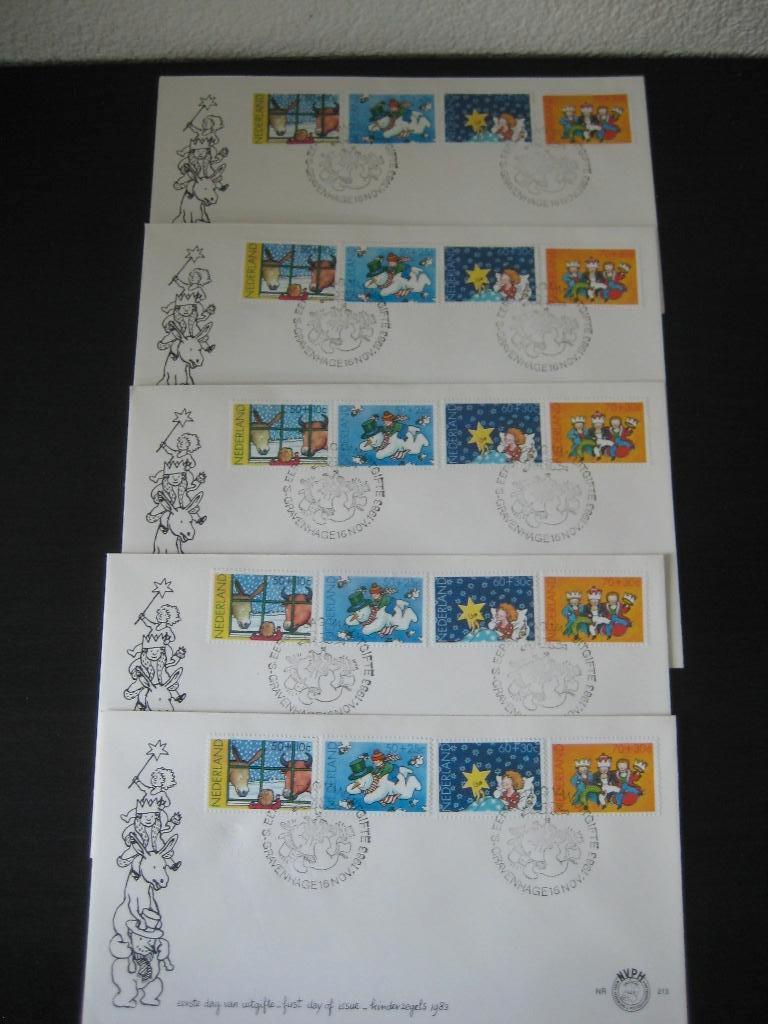 5 maal Eerste dag enveloppen 1983, Postzegels en Munten, Postzegels | Nederland, Ophalen of Verzenden, Na 1940, Gestempeld