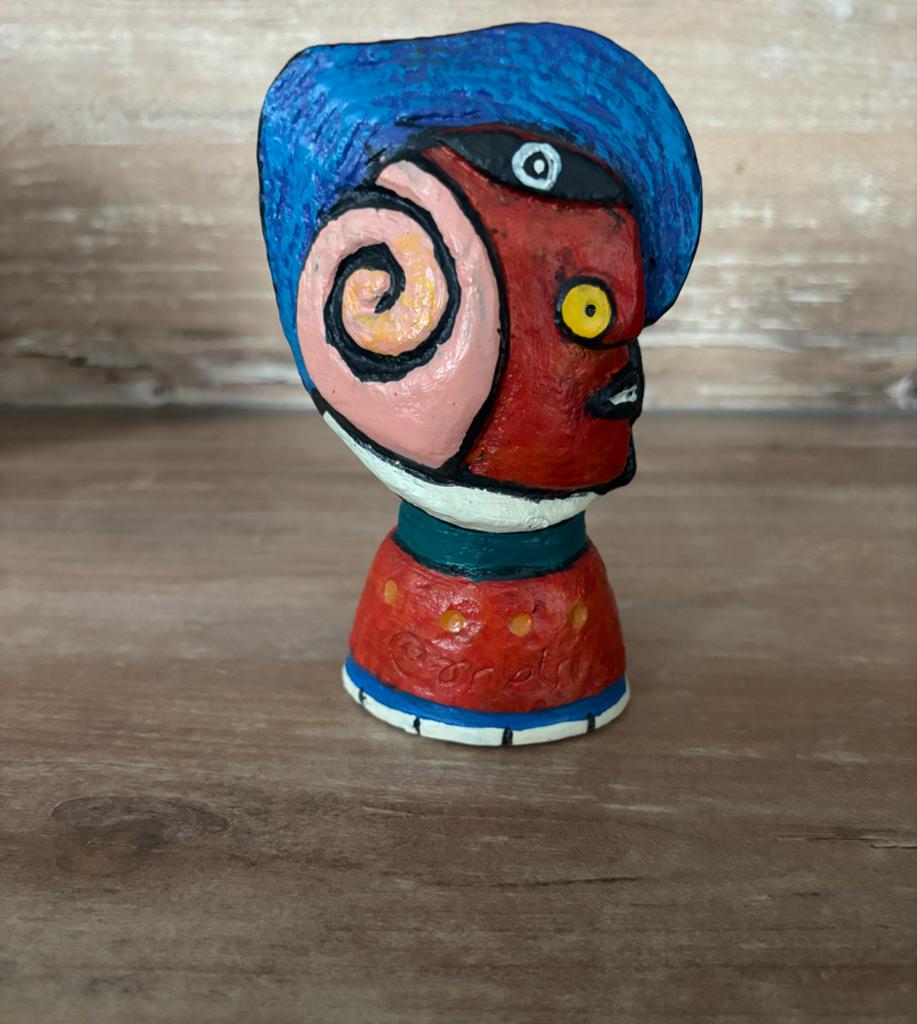 Corneille wijnstopper abstracte kleurrijke buste, Minder dan 20 cm, Buste, Ophalen of Verzenden, Steen of Keramiek