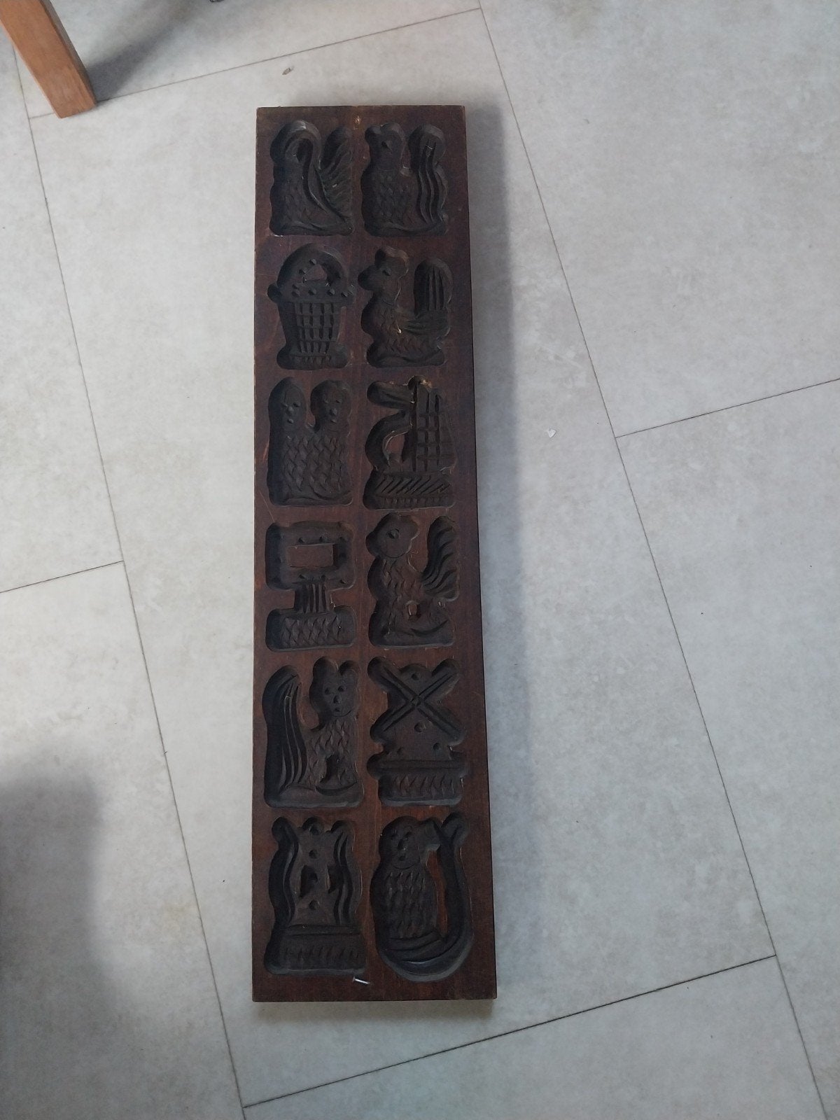 Antieke houten koekjesvorm met diverse figuren, Antiek en Kunst, Ophalen of Verzenden