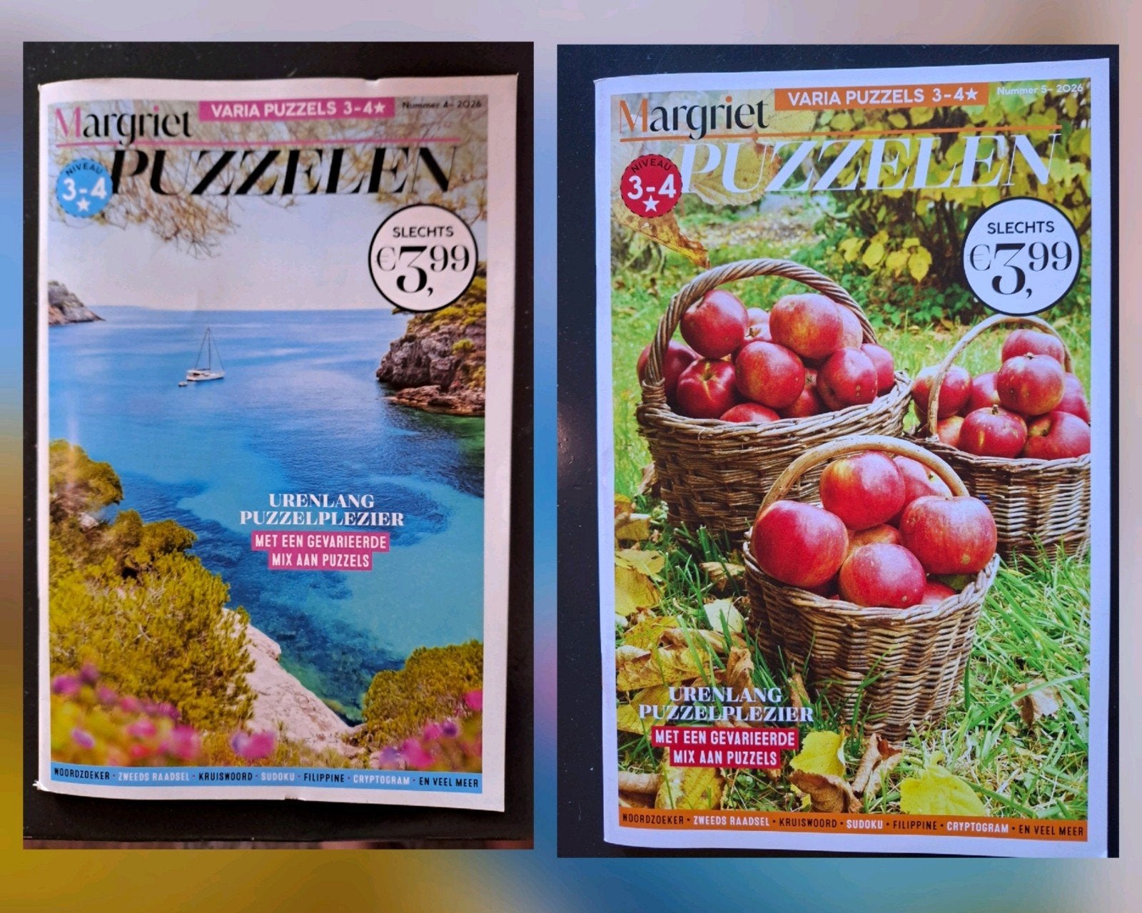 Margriet Varia Puzzels 3-4* nrs 4&5 2026 Uren Puzzelplezier, Ophalen of Verzenden, Nieuw, Puzzelboek
