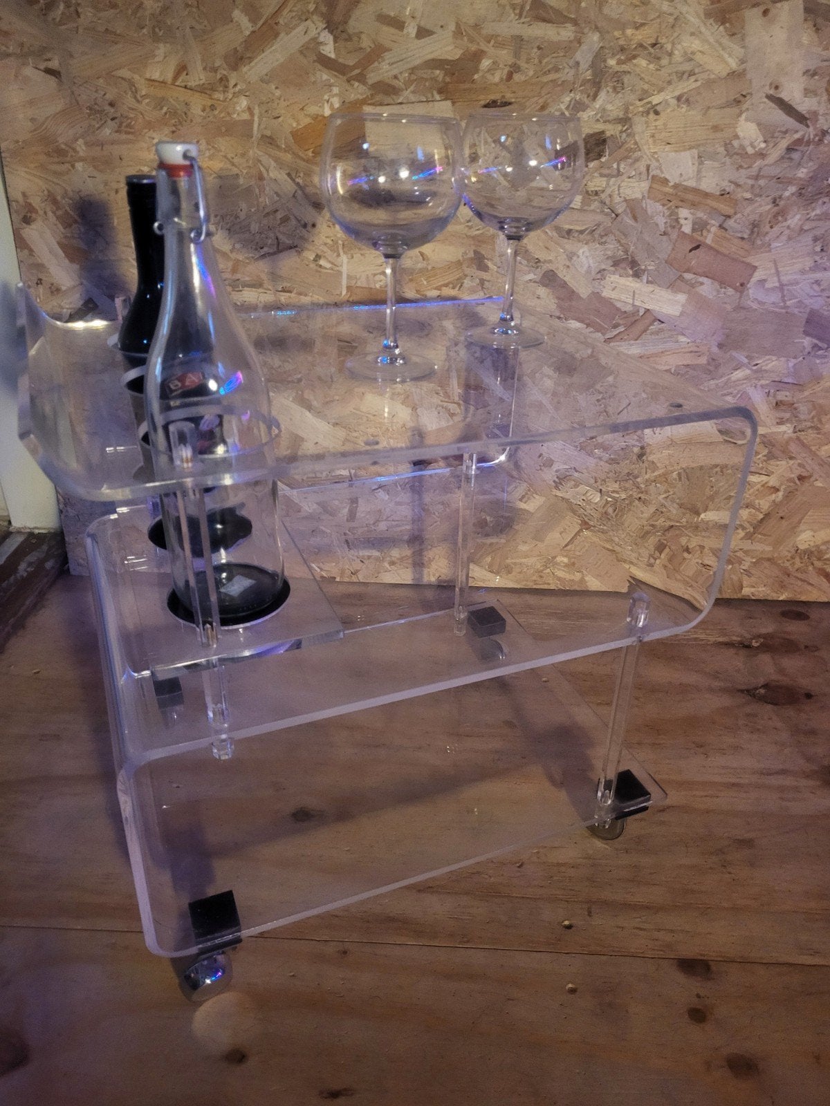 vintage plexiglas trolley design jaren 70 80, Ophalen, 50 – 75, Kunststof, Gebruikt