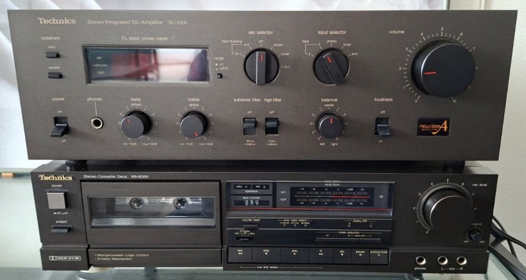 Vintage Technics Audio Set Versterker & Cassettedeck, Gebruikt, 60 tot 120 watt, Stereo, Ophalen