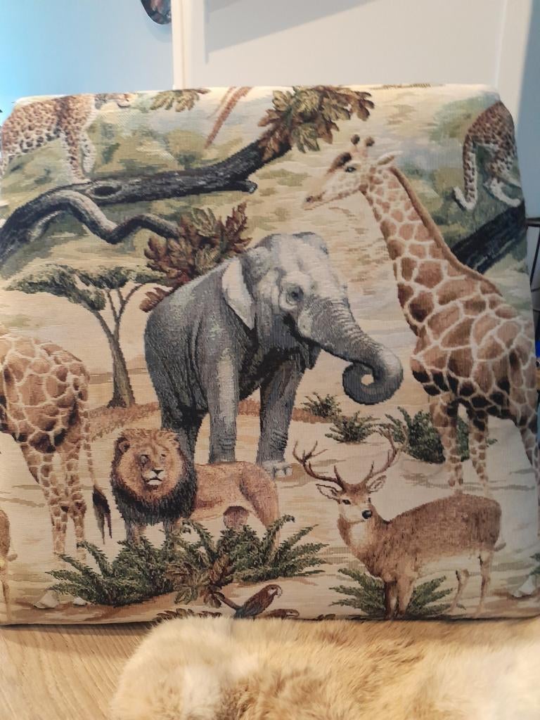 Kussen met safari dierenprint, Huis en Inrichting, Stoelen, Gebruikt, Overige kleuren, Ophalen of Verzenden, Stof