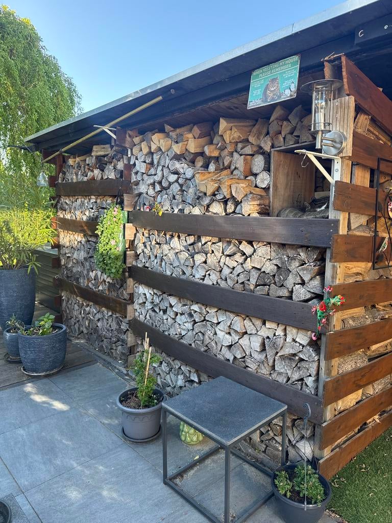 8 kuub droog haardhout (2 jaar gedroogd) €200,- per kuub, Tuin en Terras, Haardhout, 6 m³ of meer, Ophalen, Overige houtsoorten