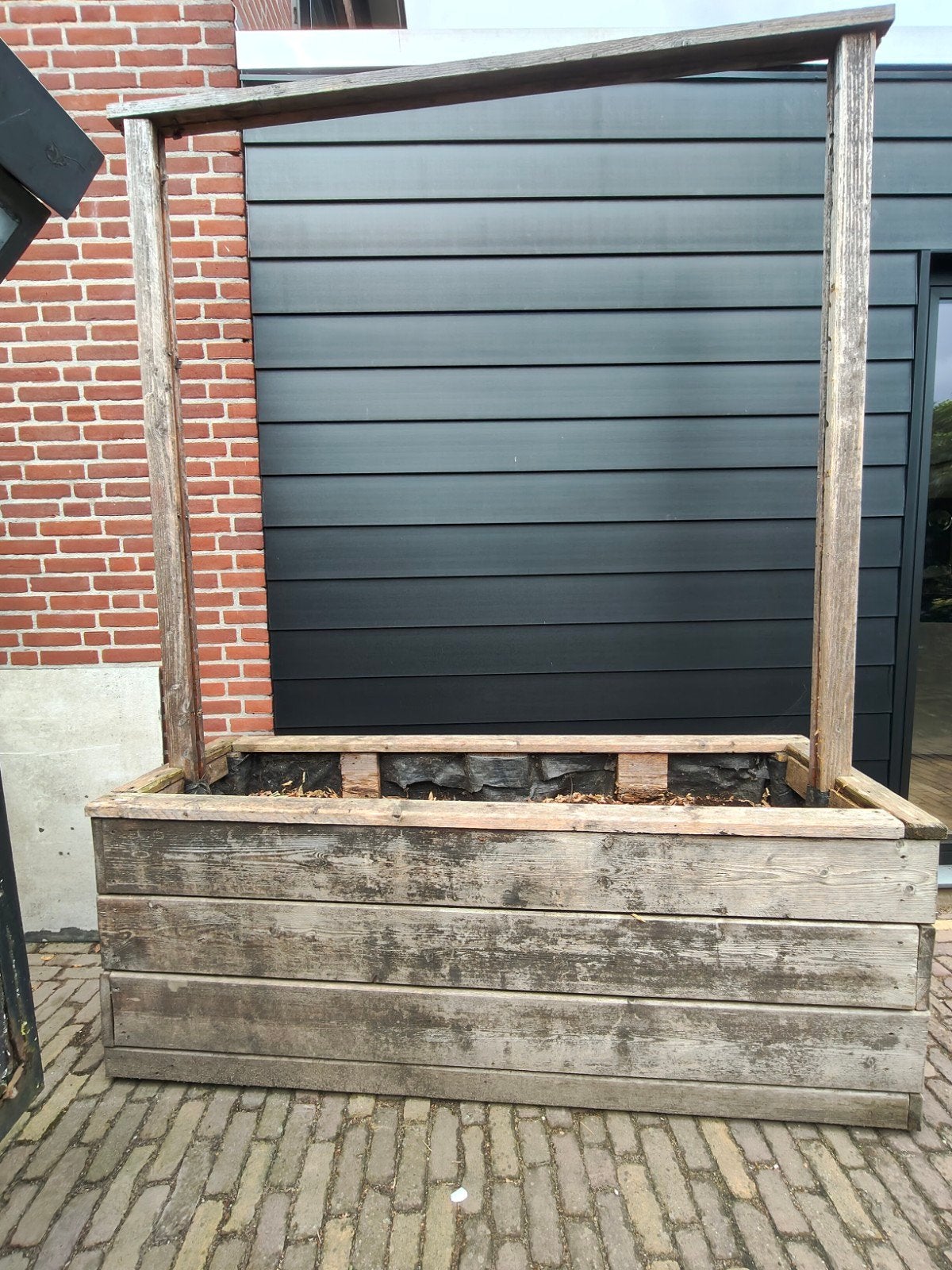 2x Grote houten plantenbak op wieltjes met rek, Ophalen, Gebruikt, 100 cm of meer, Balkon