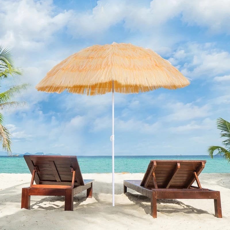 Strandparasol parasol met Neigfunctie - Tropische Stijl, Ophalen of Verzenden, Nieuw, Stokparasol, Verstelbaar