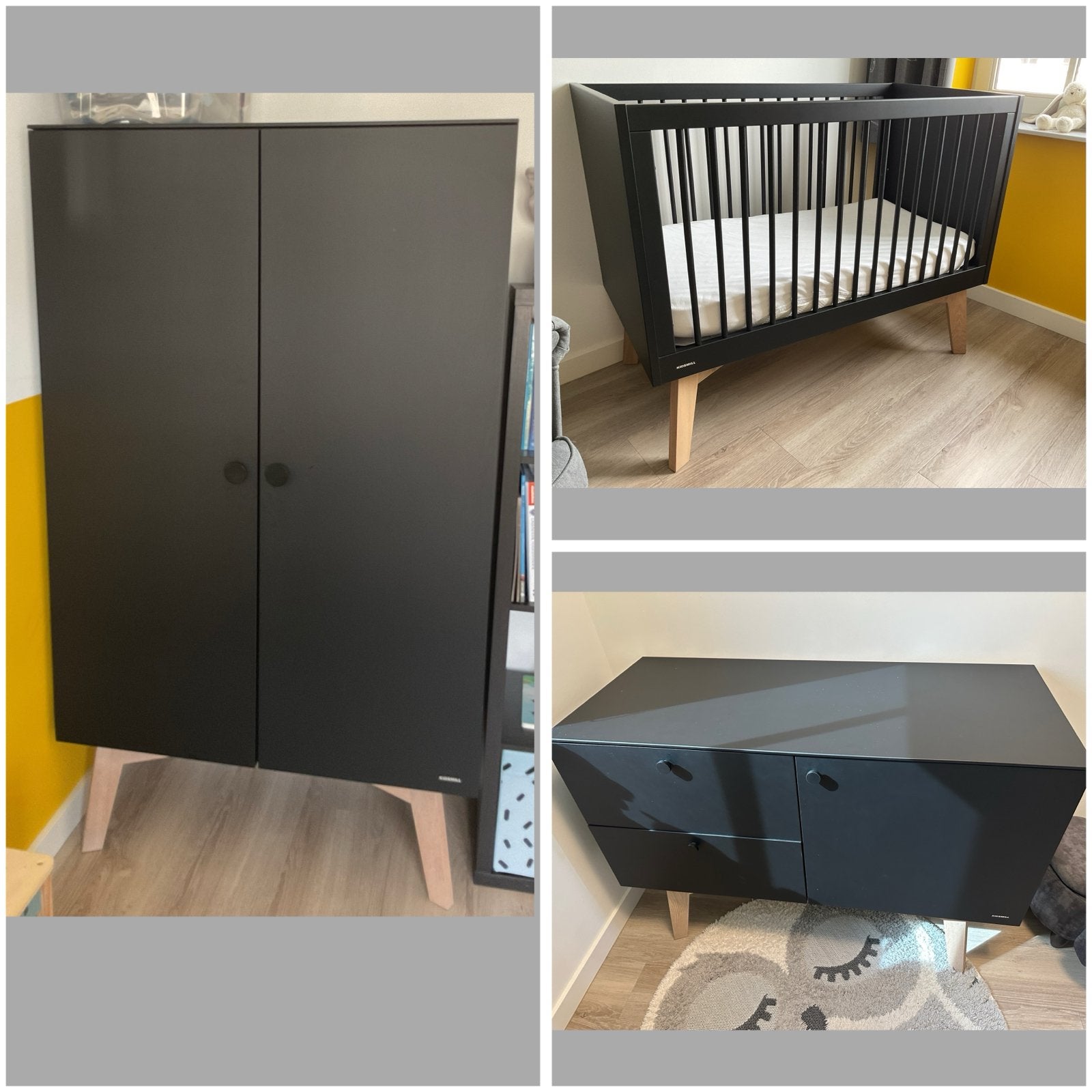 Kidsmill Sixties Zwart/Eiken - Commode, Kast, Ledikant, Ophalen, Zo goed als nieuw, Jongetje of Meisje