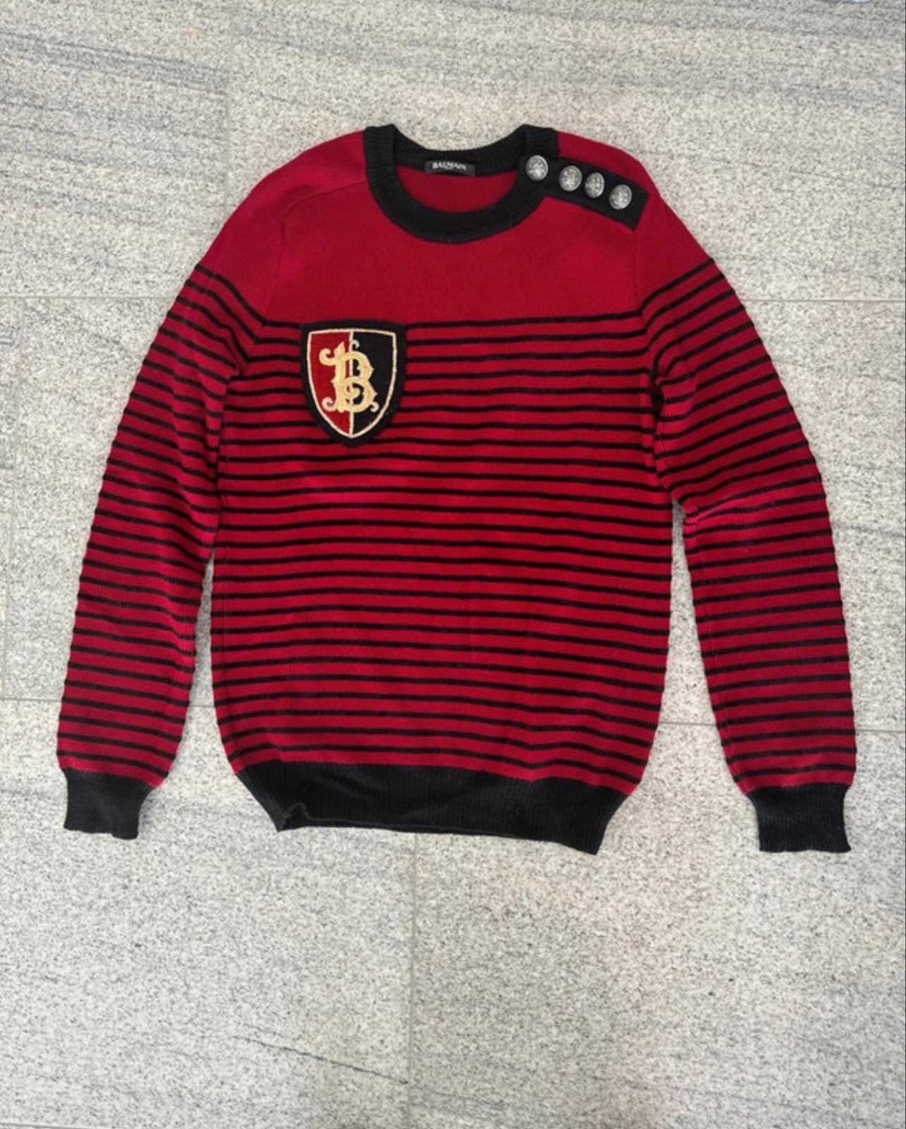Balmain Trui Rood Zwart Gestreepte Herentrui Maat S, Ophalen of Verzenden, Zo goed als nieuw, Maat 46 (S) of kleiner, Rood