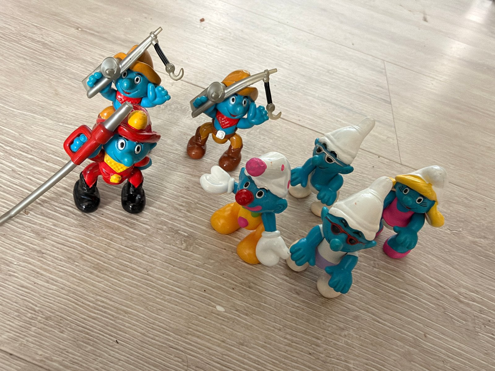 7 vintage Smurfen – Peyo 1998 – Cowboys, brandweer en clown, Ophalen of Verzenden, Zo goed als nieuw, Verschillende Smurfen