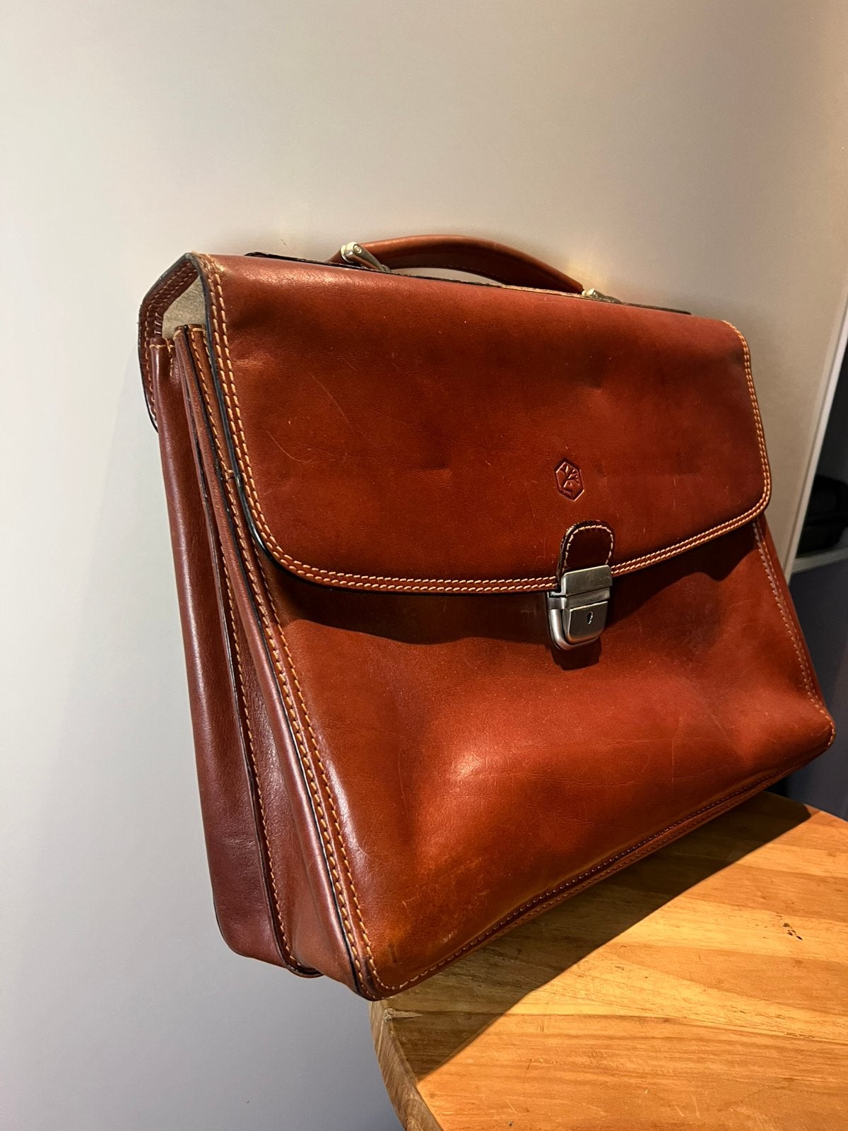 Vintage Leren Aktetas – Valentina In Pell, Ophalen of Verzenden