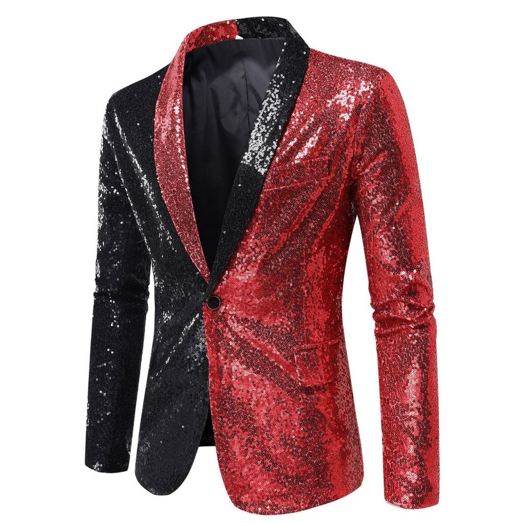 Heren rood zwart glitter colbert / mannen blazer paillet, Verzenden, Nieuw, Overige maten, Overige kleuren