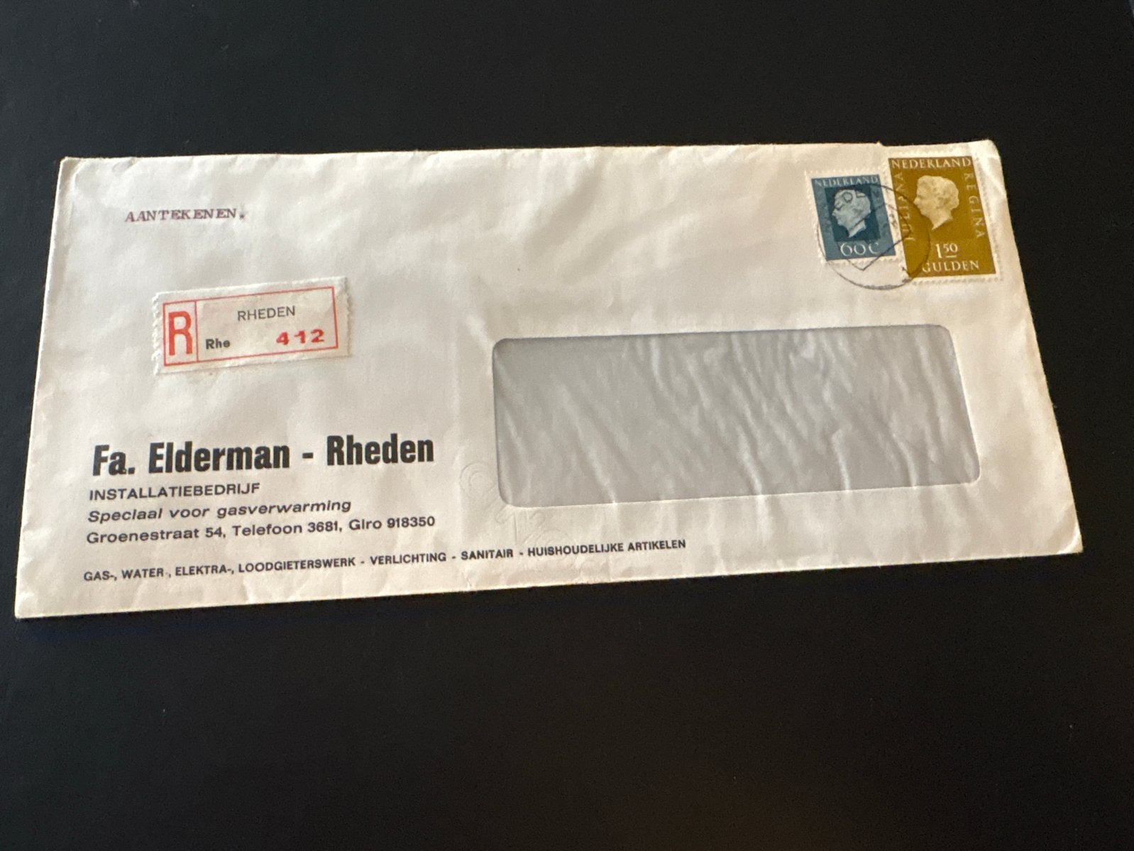 Oude envelop met postzegels en stempel 1973, Postzegels en Munten, Ophalen of Verzenden, Na 1940, Gestempeld