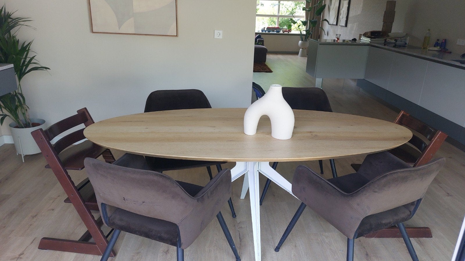 Luxe eettafel 200x90 ovaal massief eiken van Kas20, Ophalen, Gebruikt, Eikenhout, 200 cm of meer