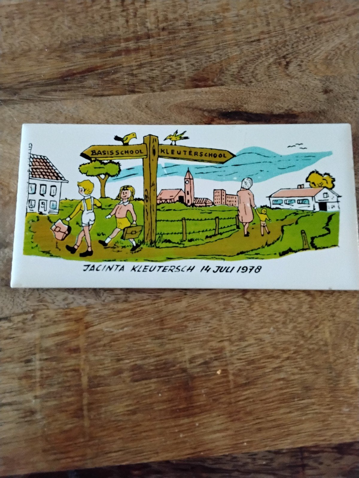 Vintage Tegel Jacinta Kleutersch 14 Juli 1978, Antiek en Kunst, Ophalen of Verzenden