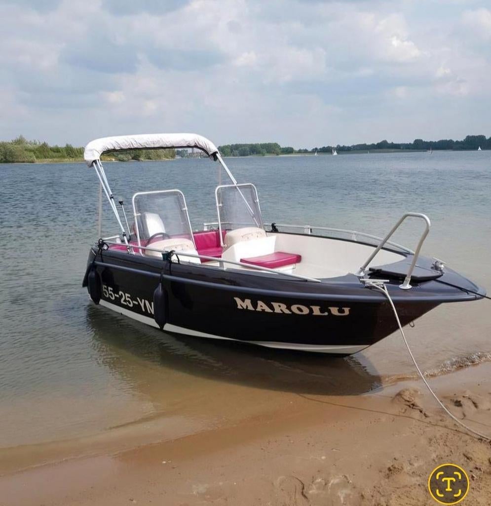 Askeladden Console Boot met Mariner 50pk en Kalf trailer, Watersport en Boten, Vis- en Consoleboten, Ophalen, Gebruikt, Buitenboordmotor