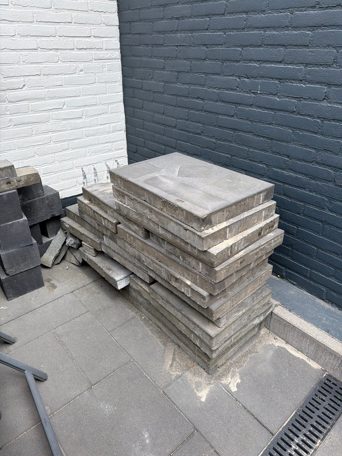 Gebruikte terrastegels - antraciet, Tuin en Terras, Tegels en Klinkers, Ophalen, Gebruikt, Minder dan 5 m², Beton