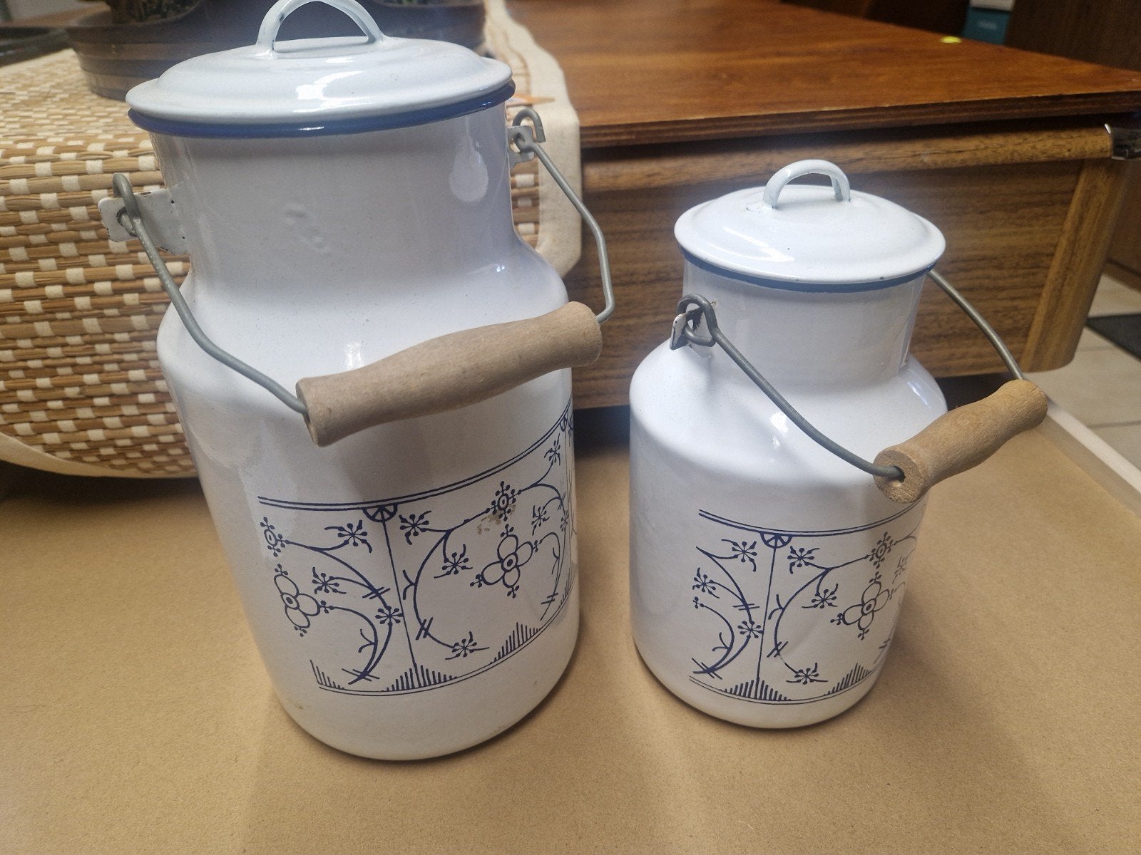 2 blau saks jager melkbussen emaille, Antiek en Kunst, Ophalen of Verzenden