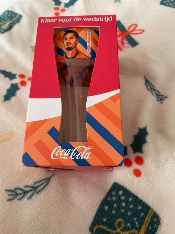 Coca-Cola Oranje WK glas Tijjani Reijnders Nieuw, Ophalen of Verzenden, Nieuw, Frisdrankglas