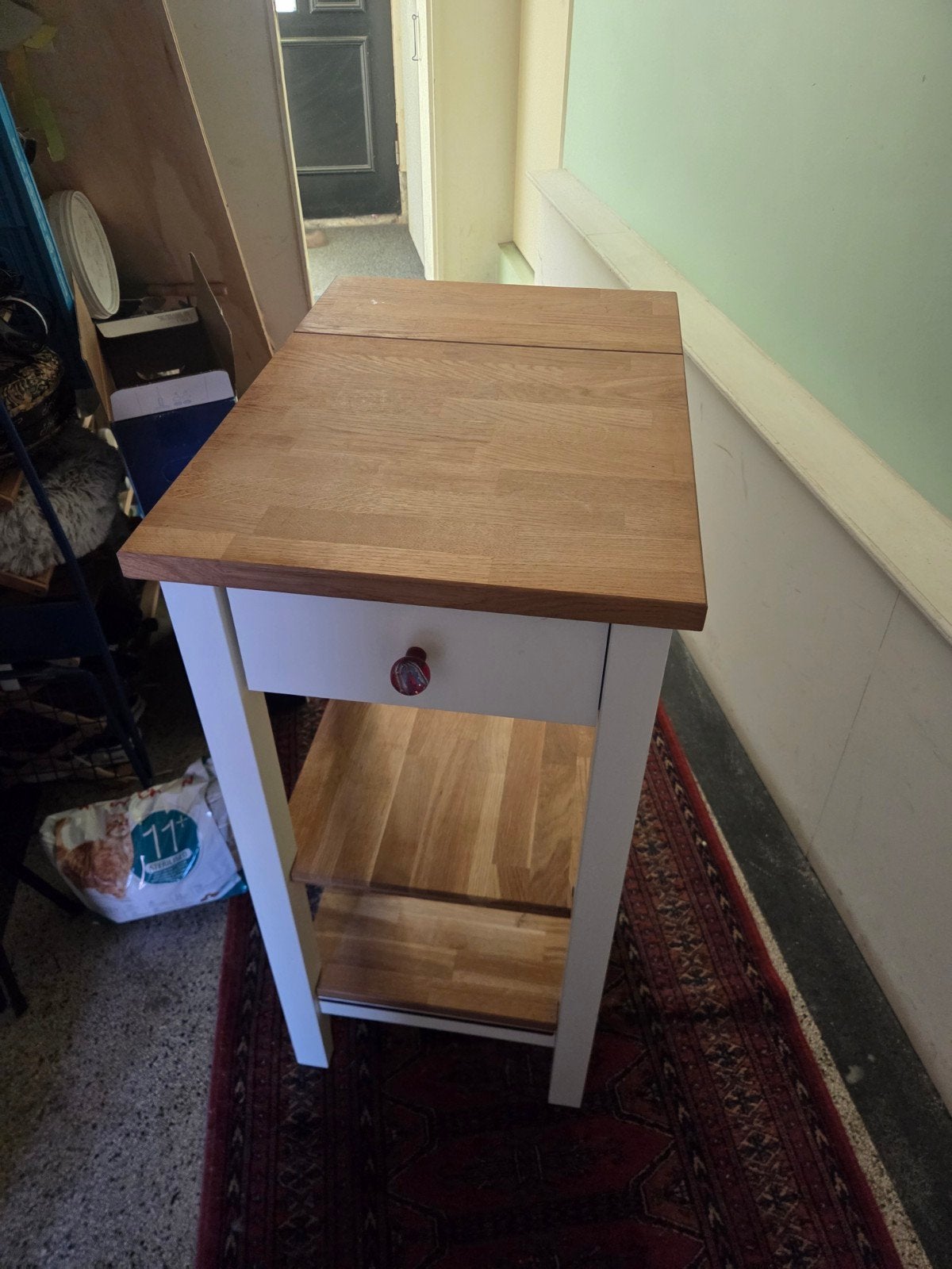 Houten keukentrolley met lade en planken Ikea stenstorp, Gebruikt, Modern, functioneel, 60 cm of meer, Rechthoekig