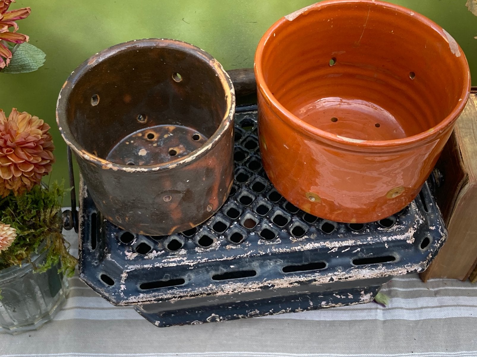Brocante Franse aardewerken kaaspotjes, Ophalen of Verzenden