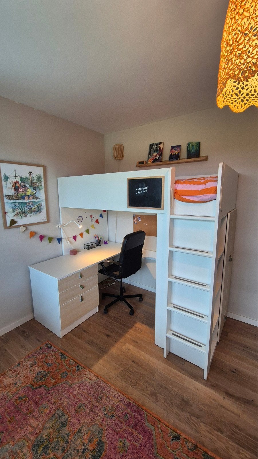 Gezellige hoogslaper met bureau en matras!, Ophalen, Gebruikt, Eenpersoons, 200 cm