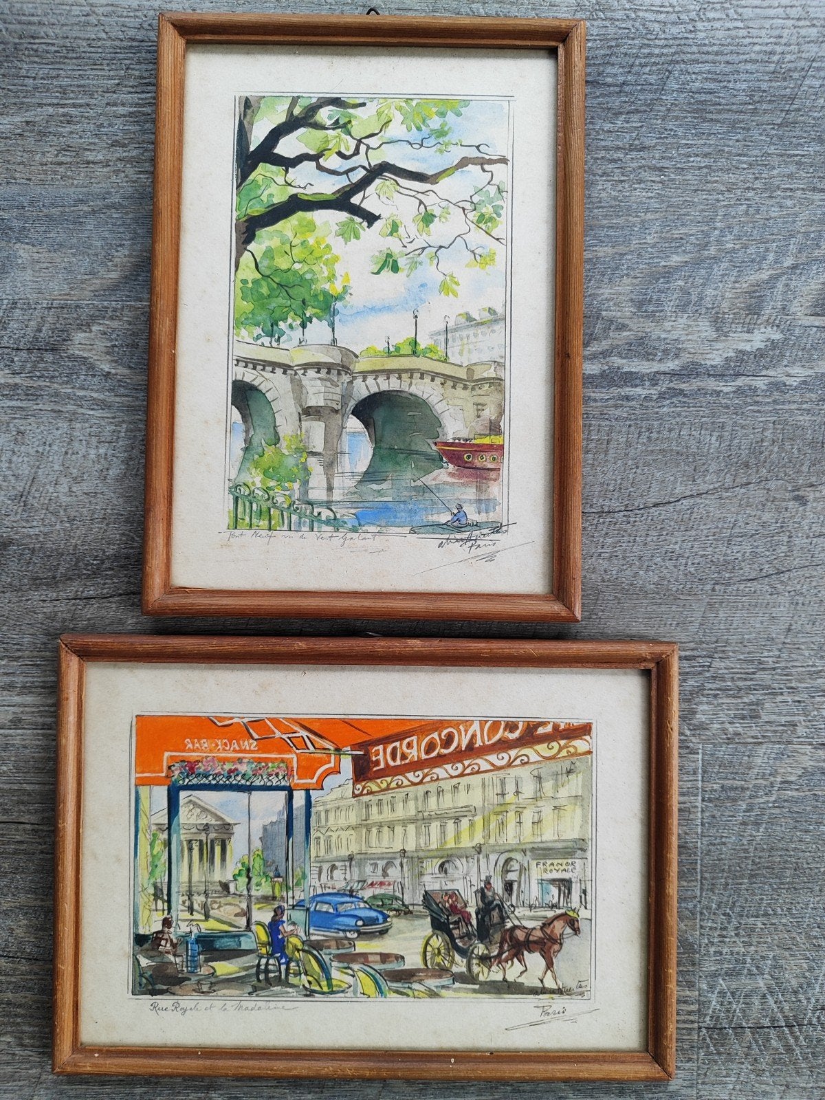 2  aquarellen Parijs door Alice Huertas, Ophalen of Verzenden