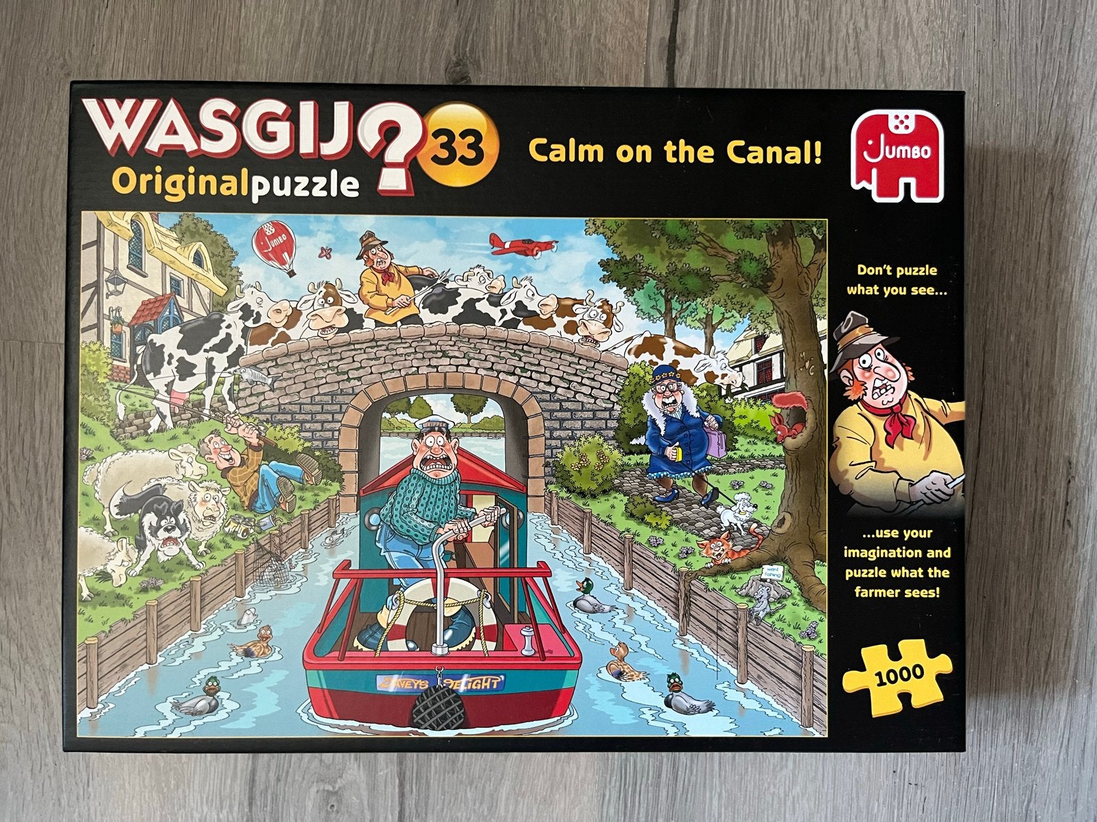 Wasgij Original 33: Calm on the Canal! 1000 stukjes, Ophalen of Verzenden, 500 t/m 1500 stukjes, Zo goed als nieuw, Legpuzzel