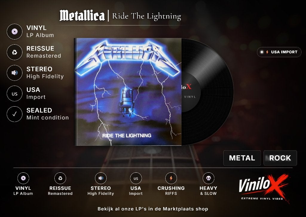 Metallica – Ride The Lightning | LP, Cd's en Dvd's, LP, Beschermende buitenhoes, Ophalen of Verzenden, 12 inch