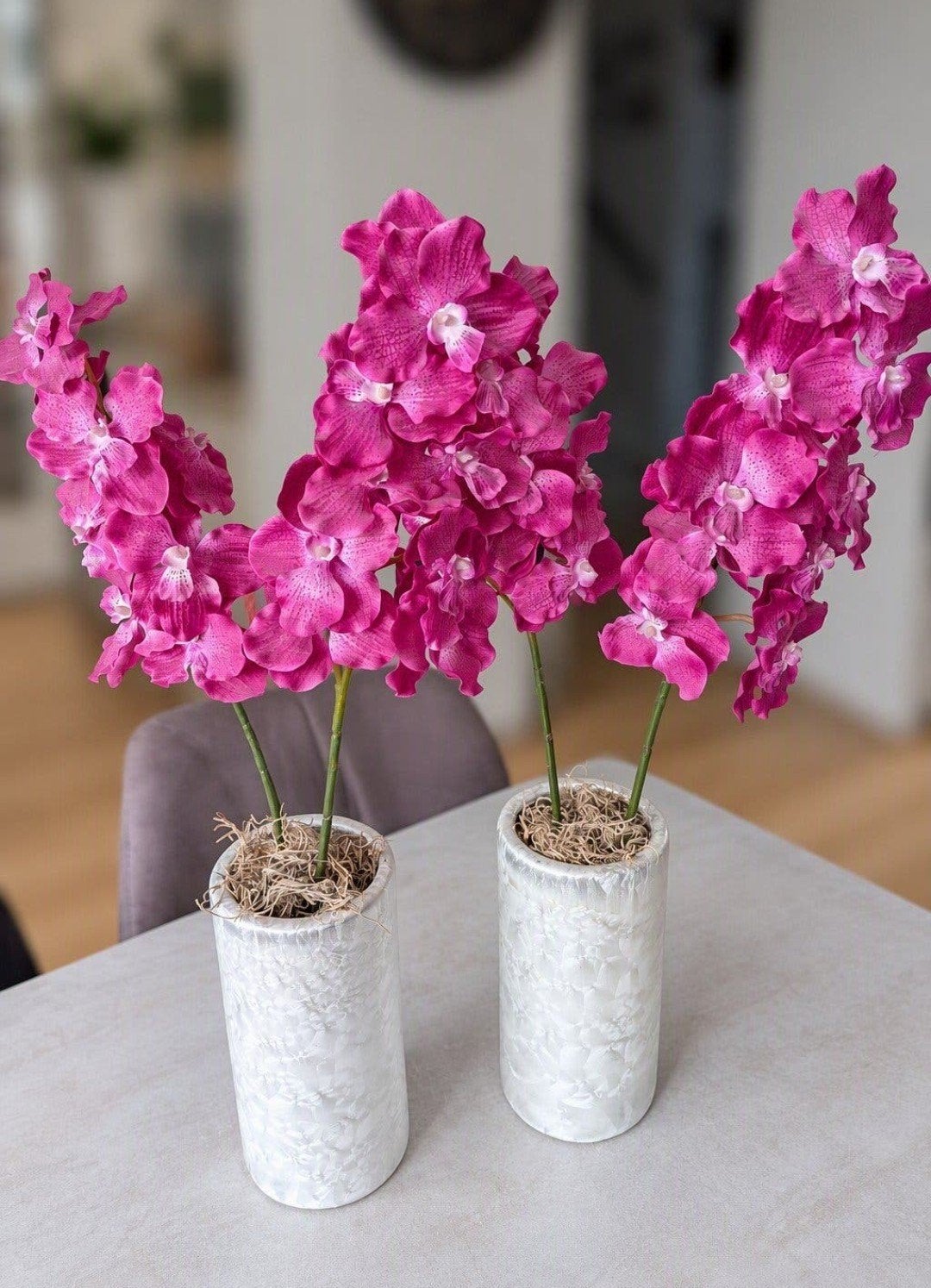 2 mooie kunst orchideeën in potten, Ophalen, Zo goed als nieuw, Kunstbloem