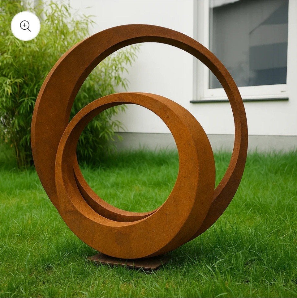 2-delige set cortenstalen  tuinsculptuur kunstwerk, Overige materialen, Overige typen, Nieuw, Ophalen of Verzenden