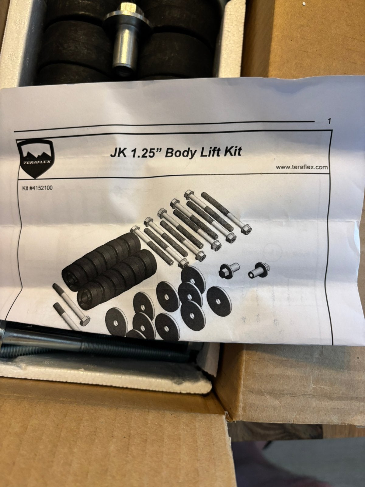 Teraflex body lift kit Jeep Wrangler JK 2012-2017, Ophalen