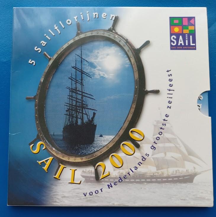 Muntset 5 sailflorijnen Sail 2000 Amsterdam UNC, Postzegels en Munten, Verzenden, Overige materialen, Nederland