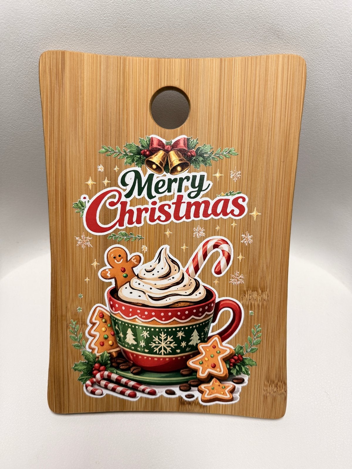 Decoratie plankje kerstmis bamboe, Diversen, Kerst, Ophalen of Verzenden, Nieuw