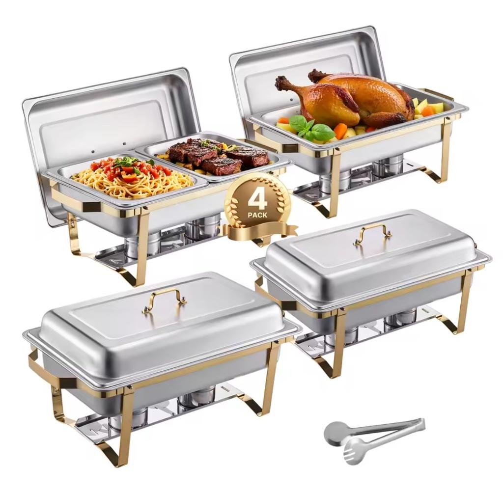 Luxe Chafing Dish Set 4 x – RVS Warmhouders warmhoudschaal, Overige typen, Ophalen of Verzenden, Metaal, Overige merken