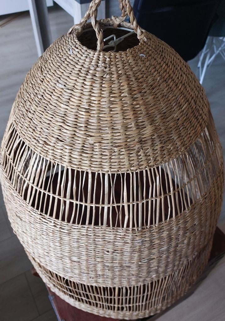 Grote rieten lampenkap - Boheemse stijl - torared 55cm, Ophalen, Overige materialen, Gebruikt, 50 tot 75 cm