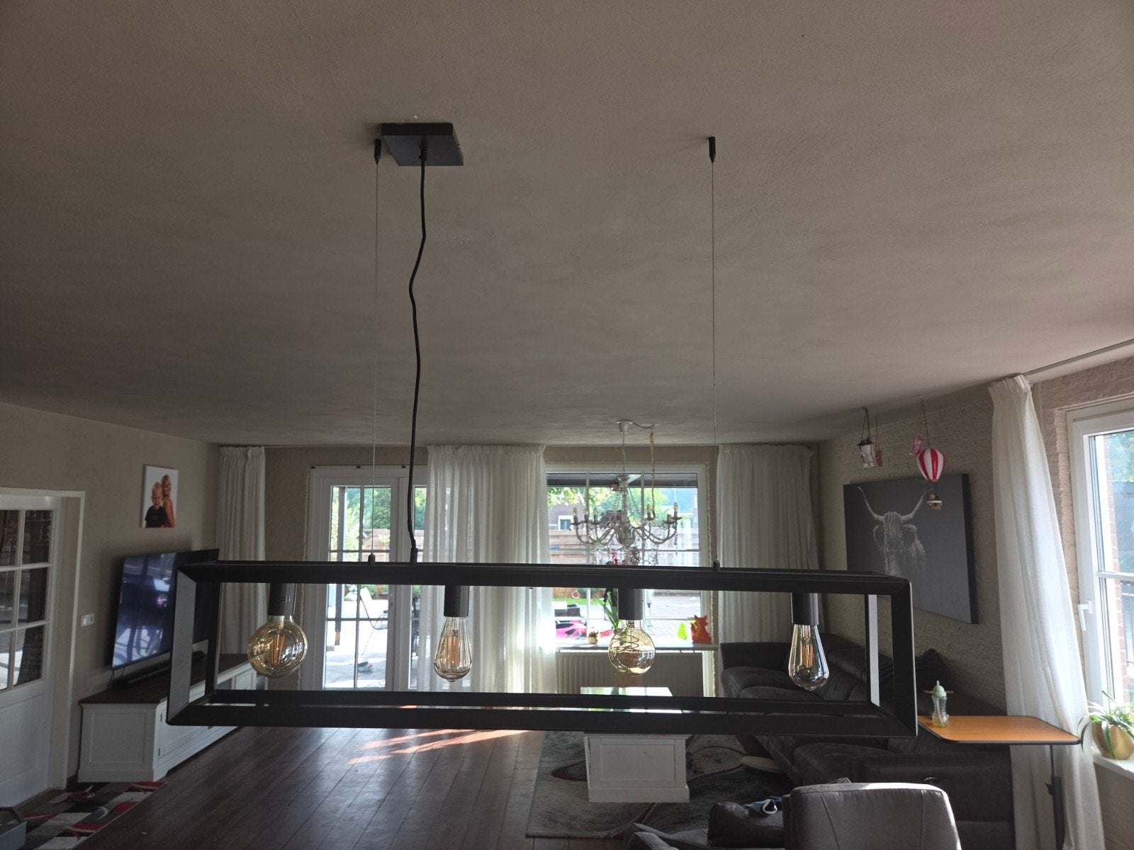 Moderne Zwarte Hanglamp met Edison Lampen