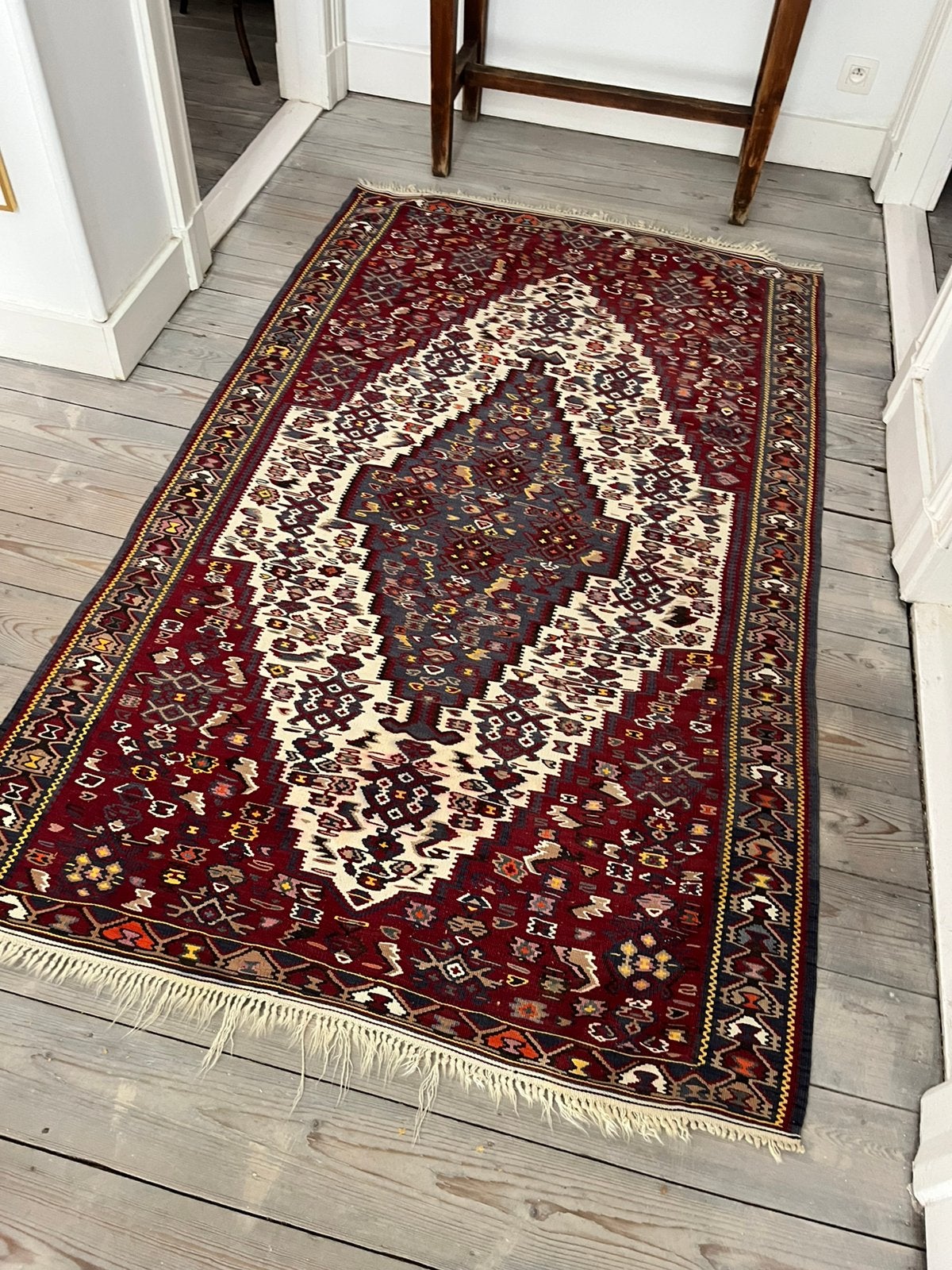 ANTIEKE KELIM KILIM TAPIJT KLEED MOOIE KLEUR EN MAAT, Ophalen of Verzenden