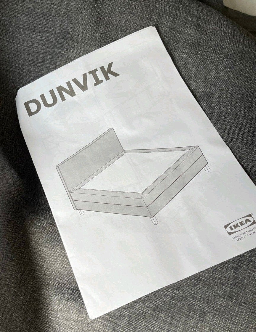 IKEA DUNVIK Boxspringhoes 180x200 cm, Ophalen, Tweepersoons, 180 cm, 200 cm