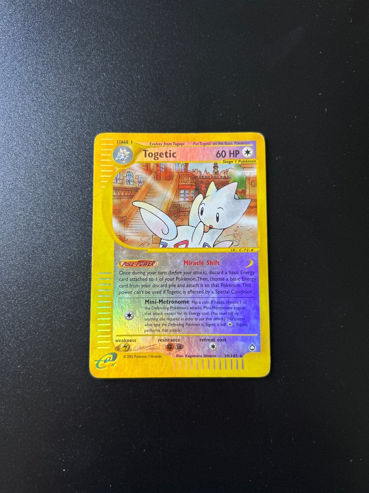 Togetic 39/147 Reverse Holo Aquapolis Pokémon Kaart, Ophalen of Verzenden, Gebruikt, Losse kaart, Foil